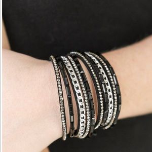 Black Suede wrap with Emerald-cut Rhinestones.